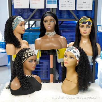 Human Hair Headband Wig For Black Women,Wholesale Long Straight Deep Water Wave Wig Headband,Kinky Curly Headband Wig Human Hair